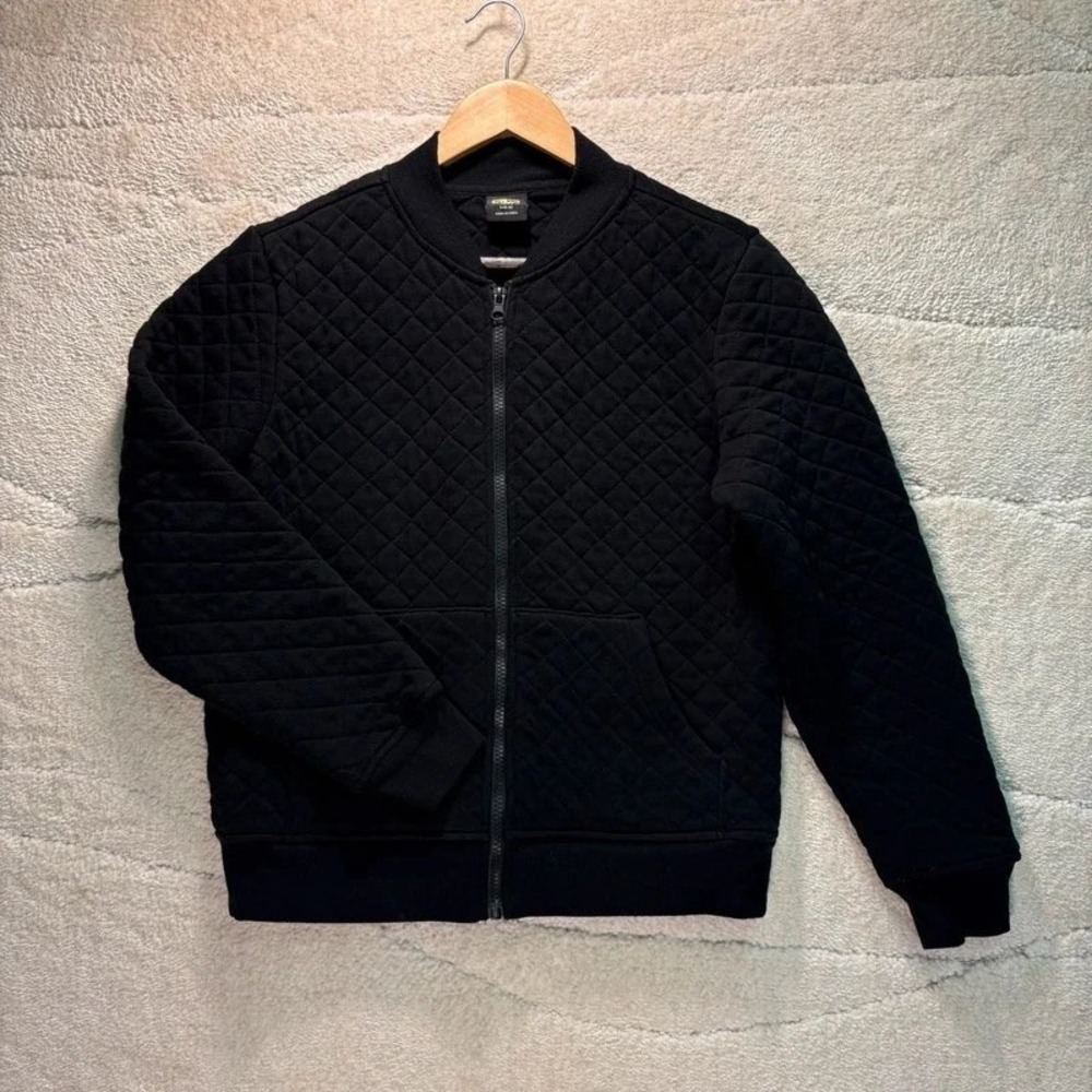 Athletic Works Black Quilted Bomber Jacket Women's Small S 4-6 *